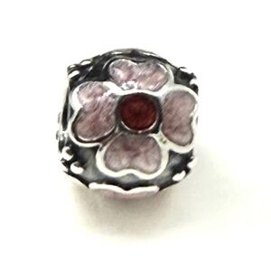Pandora Retired Pink Daisy Flower Charm Sterling Silver 925 Enamel Floral Bead